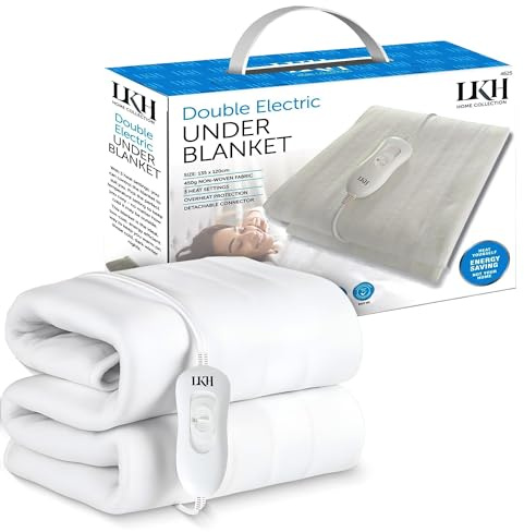 LKH Single Electric Blanket Underblanket with 3 Heat Settings - 135x120cm | Detachable Controller, Fast Heat-Up & Overheat Protection | Perfect for Cold Winter Nights & Cozy Sleep
