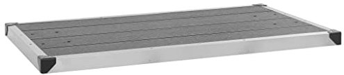 Piatto doccia da esterno per giardino, patio, piscina, resistente alla corrosione, WPC e base in acciaio inox, 110 x 62 cm, grigio