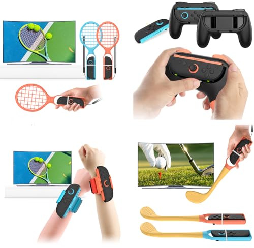 LYEAA 24 I 1 Sports Accessories Bundle för Switch2 Family Party Kit med tennisrackets golfklubbar fotbollsben
