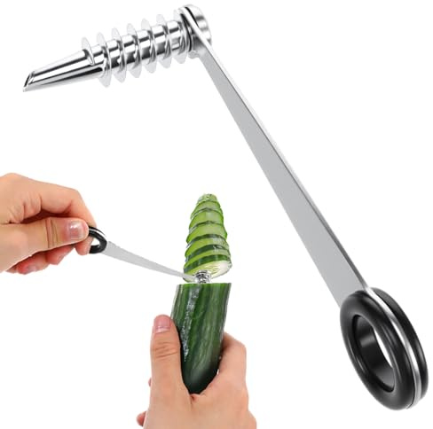 Spiralschneider aus Edelstahl für Gemüse wie Gurken, Karotten, Kartoffeln und Obst – Kompaktes und benutzerfreundliches Küchengerät