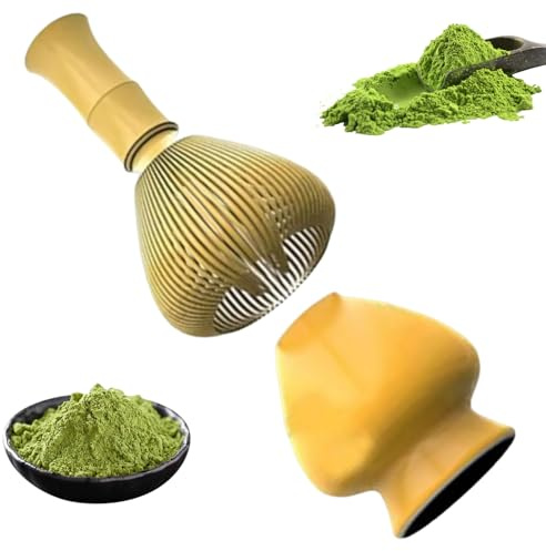Set di fruste per matcha in silicone, frusta per matcha in resina alimentare, strumenti per spazzole sicure, strumenti per spazzole per polvere riutilizzabili con supporto, silicone giallo