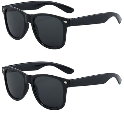 Wvbzf 2Pcs Boys Sunglasses Age 6, Classic Style Retro Kids Black Sunglasses For Boys and Girls Age 3-10, Kids Beach,School,Shopping,Party