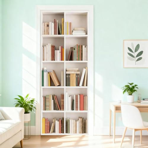 PRESSINART Pegatinas de Puerta para Estantería de Libros de 3 Pulgadas Murales de Papel Tapiz de Puerta de Estantería Peel and Stick PVC Autoadhesivos Decorativos Desmontables para Decoración de