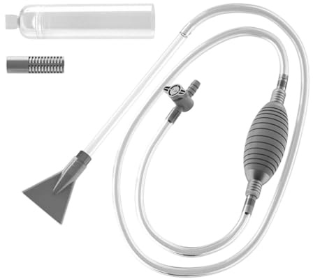 Fish Tank Vacuum - Hand Efficient Water Changer Siphon, Aquarium Cleaning Tool with Integrated Flow Control, Gravel Sand Substrate Scrubber, Manual Siphon Pump for Water Turtle Decorations