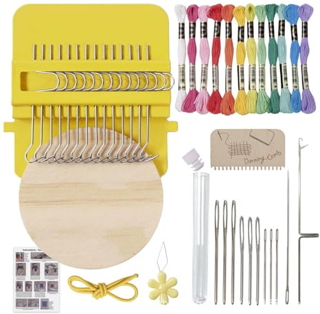 Zunate Versatile Craft Set with Weaving Frame and Thread Collection for Sewing Enthusiasts