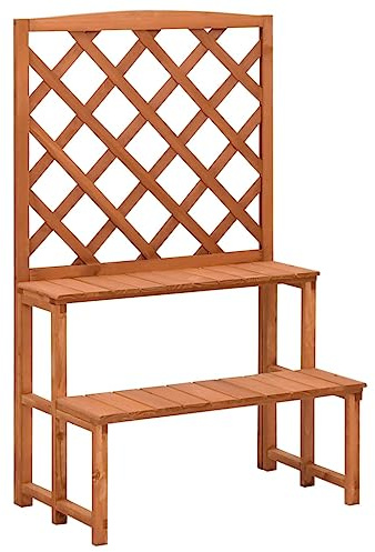 Ziaphsol Escalera de flores con enrejado de madera maciza de abeto 70 x 42 x 115 cm, soporte para plantas con 2 estantes para balcón, terraza, jardín, alféizar de ventana, orden y presentación