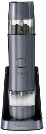Cuisinart Moulin à sel et à poivre électrique - Moulin à assaisonnement rechargeable - Aucune pile requise, chargement en 20 minutes - Capuchon doseur - Réglages de mouture ajustables - Bleu