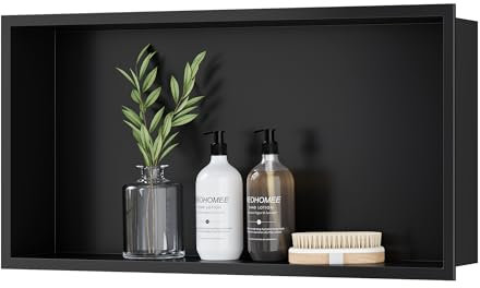 Neodrain Étagère de douche murale en acier inoxydable - Étagère de rangement pour salle de bain - 60 x 30 cm - Noir