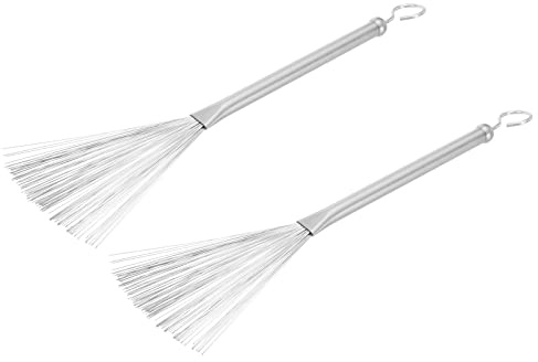 sourcing map Rétractable Tambour Bâtons Brosses Baguettes Tambour Brosse Aluminium pour Jazz Acoustique Roche Ruban Musique Amant Percussion 1 Paire Argent