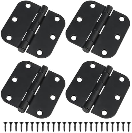 MANCHAP 2 Pair 3 Inch Black Ball Bearing Door Hinges, 76 x 76mm Black Butt Hinges for Internal, Shed, Timber Door