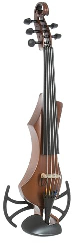 Violino elettrico GEWA, violino elettronico, Novita 3.0 oro-marrone con adattatore per poggiaspalla, 5 corde