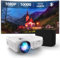 Sunys Bluetooth Mini Beamer, 10000 Lux 1080P HD Full Tragbarer Projektor, LED Heimkino Video Beamer Kompatibel für Tablet/PC/PS4/Firestick (Weib)
