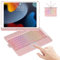 Tastatur Hülle für iPad 10.2 Zoll 9/8/7 Generation 2021/2020/2019, 360° Drehbare Touchpad Tastatur mit 7 Farbige Beleuchtung, Deutsches QWERTZ-Layout Bluetooth T-astatur mit Pencil Halter(Roségold)