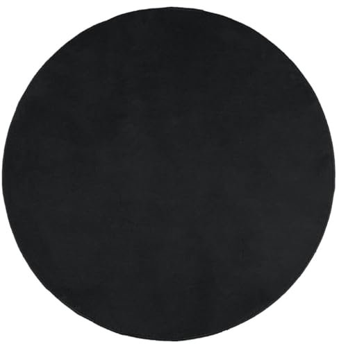 vidaXL Teppich, Wohnzimmerteppich Kurzflor Modern, Bodenteppich Flauschig Weich, Pflegeleicht Teppich für Wohnzimmer Schlafzimmer, Schwarz Ø 200cm