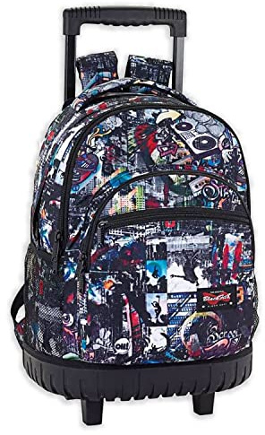 m-office Zaino Scolastico, Grande Zaino con Ruote, Ideale per la Scuola o per Viaggi, Due Scomparti con Doppia Cerniera, Ampia Tasca Frontale, 320x140x460mm (Urban)