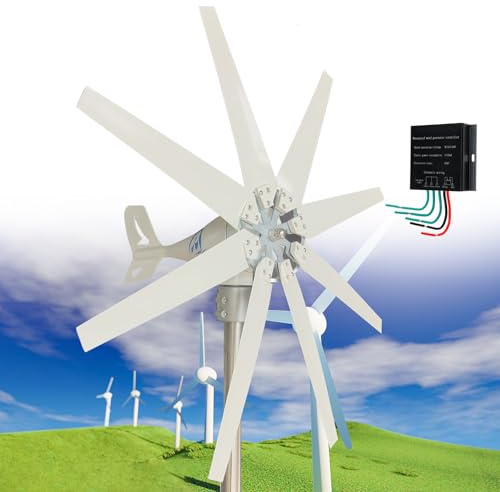 14000W Vindturbingenerator, 12V/24V/48V/110V/220V 8-Blads Vindkraftverksgeneratorsats, 3-Fas AC Permanent Magnet Generator, med Styrenhet, Small Wind Turbine Generator,220V