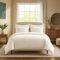 Seralino Mako Satin Bettwäsche 135 x 200 cm Weiß (Bio-Baumwolle)| Bettwäsche Set 135x200 + 80x80 Kissenbezug| Satin Bettwäsche 135x200 | Hotel Bettwäsche 135x200 80x80| Aesthetic Bettwäsche einfarbig