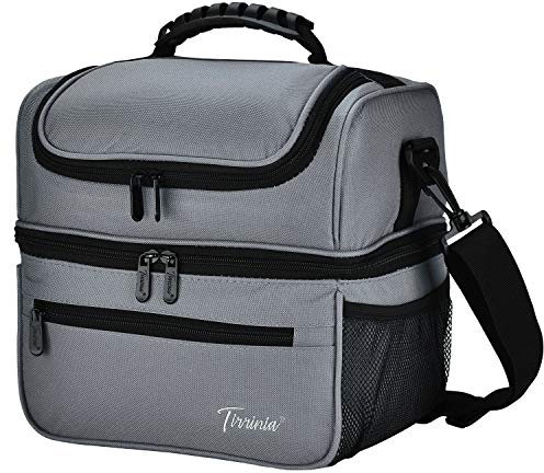 Kato Tirrinia Faltbar Groß Kühltasche 13L(22Dosen), Doppellagige Isoliertasche Lunchtasche Picknicktasche, Groß Wasserdichte Thermotasche für Arbeit Baustelle Auto Strand Picknick, Hellgrau