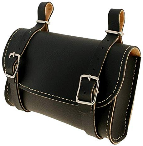 cyclingcolors Vintage Black Retro City Bike Saddle Bag with Buckle Fastening