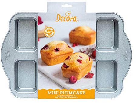 Decora, 0075035 Stampo per Mini Plumcake, in Acciaio Antiaderente, 8 cavità da 9,5 x 6,3 x h 3,6 cm, per Cuocere in maniera uniforme PlumCake