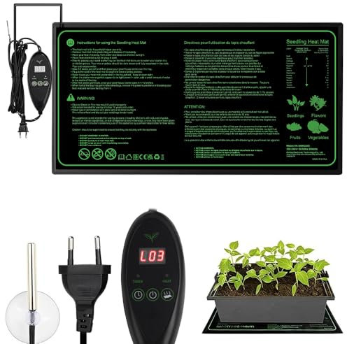 CJBIN Heizmatte Pflanzen mit Thermostat, 30W Wärmematte Pflanzen Heating Mat, wasserdichte Zimmergewächshaus Wärmematte für Sämling, Heizmatte für Pflanzen, Gewächshaus und Reptilien, 20 * 10in