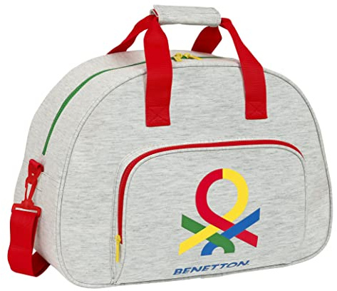Safta BENETTON Pop - Bolsa de Deporte, Mochila, Ideal para Niños de Diferentes Edades, Cómoda y Versátil, Calidad y Resistencia, 48x21x33 cm, Color Gris