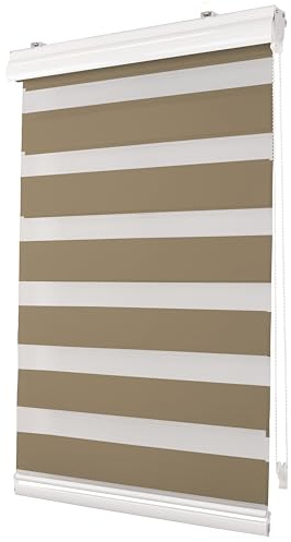 Deco4Me Premium Klemmfix Doppelrollo mit Kassette (Taupe, 90 x 210 cm) - lichtdurchlässig & Blickdicht - Duo Vario Rollo für Fenster ohne Bohren (Stoffbreite 86 cm)