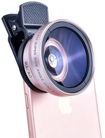 SSyang 2 in 1 Handy Objektiv Macro Phone Camera Lens,Weitwinkel Makro Objektiv Cell Phone Camera Lens,Macro Lens Clip on Smartphone Objektiv Kit,Phone Kameras Objektiv Kit Universal Objektiv(Roségold)