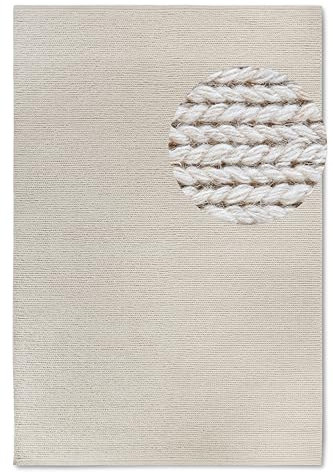 Villeroy & Boch Francois - Alfombra de Lana Natural para salón, Tejida a Mano y Natural, para salón, Dormitorio, Comedor, Pasillo, Cocina, Color Blanco Natural, 80 x 150 cm