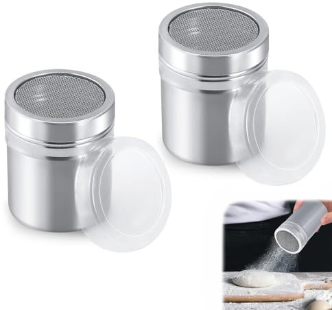 2pcs Flour Shaker, Icing Sugar Shaker, Sugar Shaker, Icing Sugar Shaker Duster, Coffee Shaker, Practical Kitchen Supplies Chocolate Shaker, Used for Powder Screening