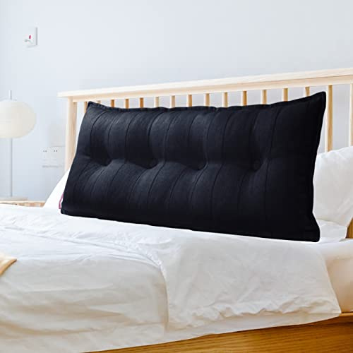 Rucener Grand coussin lombaire dossier Grand coussin de livre en lin coussin de lecture Grand coussin mural coussin de dos lit coussin de lecture Grand coussin de lecture coussin lombaire Noir 120 cm