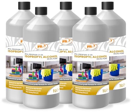 Filo Isopropyl Alcohol 99.9% IPA 5x 1L | High-purity Rubbing Alcohol for Cleaning & Degreasing | Isopropanol Cleaning Alcohol Disinfecting Ideal for Electronics, Glass and Solvent Use