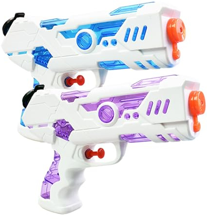 Bogoro Pistola Acqua Giocattolo 2 Pezzi 250 ml Pistole ad Acqua Trasparenti Pistola ad Acqua a Lunga Gittata Giocattolo ad Acqua per Piscina e Spiaggia per Bambini e Adulti (Viola e Blu)