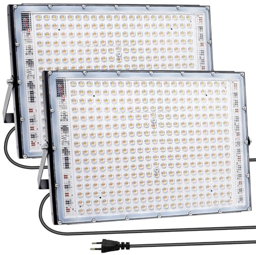 BOSITE 2Piezas Foco LED Exterior 300W, 30000LM Foco Proyector Led, 3000K Luz Cálida, Proyector led Exterior, IP65 Impermeable, Luz led exterior para Patio Jardín Garaje Estadio