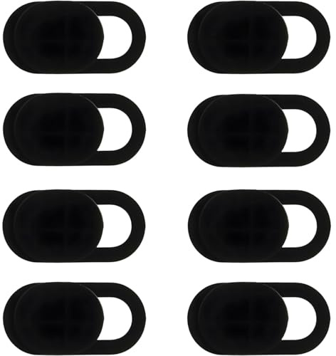 Hopzab 8 Pcs Laptop Webcam Cover Slider,Privacy Camera Blocker Ultra Thin Web Camera Covers for Desktop, PC, Tablet, Smartphone(Black)