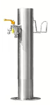 Rostfritt stål utomhus trädgård vattenkolonn fontän 304 anti-frys fristående kran med slanghängare, hållbar cylindrisk design för trädgård och uteplats (50 cm)