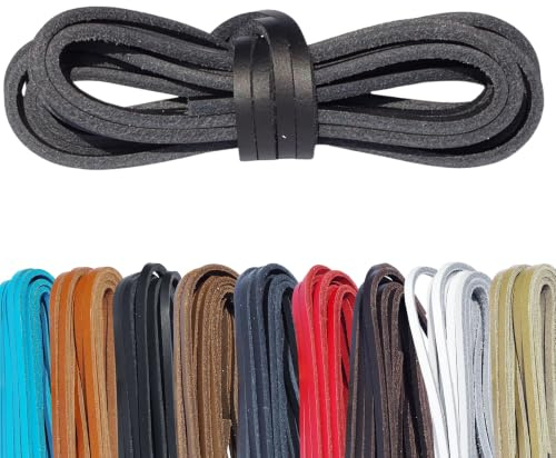 Kaps Cordones de Cuero, Cordones de Zapatos de Cuero 100% Piel Legítima, Fabricados en Europa, 1 par, Múltiples Colores y Longitudes