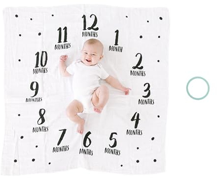 Pearhead Baby Milestone Blanket, Newborn Monthly Milestone Photo Prop, Baby Girl Or Baby Boy Keepsake Gift, New or Expecting Mom Gift, Large, Polka Dot