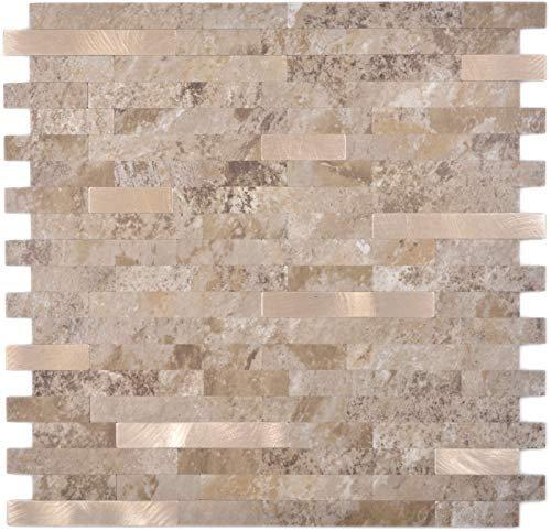 selbstklebende Vinyl Mosaikstäbchen Steinoptik Limstone baun Fliesenspiegel Küche Wand MOS200-LBG