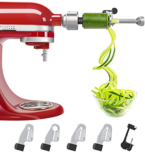 Bestand Spiralschneider-Aufsatz (5 Klingen) kompatibel mit KitchenAid Standmixer, kommt mit Schäler, Kern und Scheibe, Gemüsehobel (nicht Spiralschneider der der Marke KitchAid Marke)