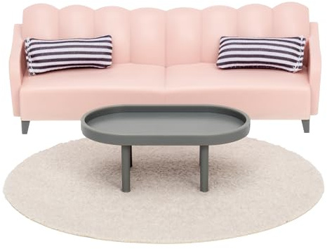 LUNDBY Dolls House Furniture Living Room Sets – Doll House Accessories – 5-pieces for mini dolls 11 cm, Age 3+, 1:18