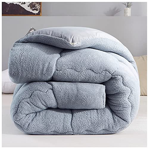 YRRA Duveteux Couette, Épaissir Consolateur Couverture d'hiver en Cachemire d'agneau Épaissi Couette De Lit Doux Et Chaud Literie,Gris,180x220cm（3kg）
