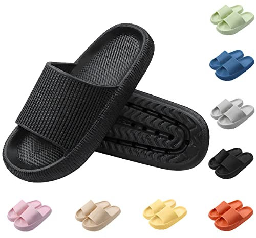 Yuccer Badelatschen Damen Eva Super Weiche Badeschlappen rutschfest Schlappen Damen Wolkenschuhe Dicke Sohle Badesandalen Herren Cozy Slides Slippers Sommer Hausschuhe