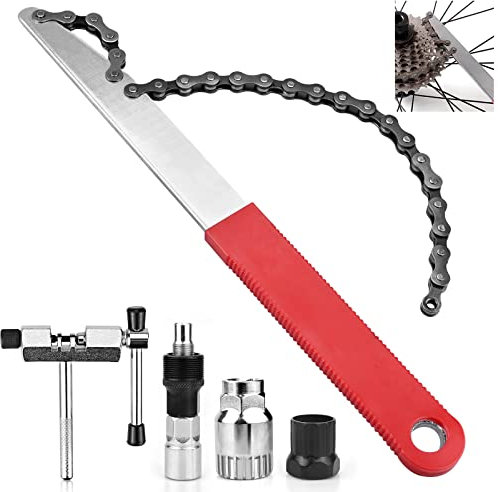 5 in 1 Fahrrad Kettenpeitsche, Zahnkranzabzieher Kassettenabzieher Ritzelabnehmer Cassette Lockring Tool, Schraubkranz Abzieher Kit Kassetten Entfernungs Werkzeug für Fach Kassette und Schraubkranz