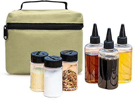 Holzsammlung Portable Seasoning Box,Set of 6 Spice Shaker Seasoning Dispenser,Spice Jars Organizer Containers Set With Storage Bag,For Outdoor Camping BBQ Picnic#K