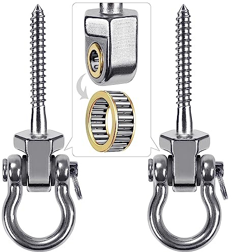 Benelabel 2 pezzi Vite di Fissaggio 12.7cm Appendino per Amaca, Kit di Montaggio Girevole in Acciaio Inox Se per Interni All'Aperto Parco Giochi Sedia Yoga Corda Sacco da Boxe Sacco di Sabbia, 1500lbs