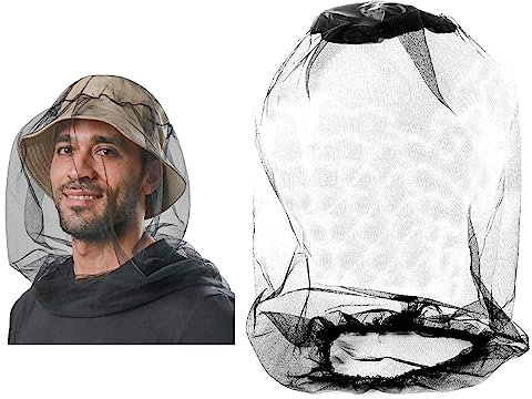 ZZLBZN 2Pcs Midge Head Net, Nylon Midge Net Head Cover, Fine Mesh Mosquito Head Net, Mosquito Head Protecting Net Hat Face Neck Net Covering for Outdoor Hiking Camping Fishing Climbing Walking