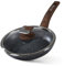 HOUSZY Non-Stick Frying Pan with Lid – 24cm, Granite Coating, Scratch-Resistant Induction Skillet, Less Oil Cooking, Heat-Resistant Handle, Oven Safe with Lid