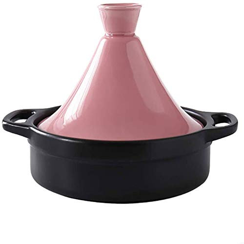 CVNIMV Casseruola In Ceramica Tagine Pentola Con Coperchio, Pentole Per Brasare A Vapore Pentole In Terracotta Per Brasare Casseruola A Cottura Lenta/Rosa/1,3 Quart (Rosa