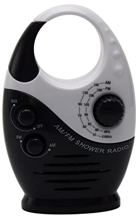 Shower Radio, Waterproof Shower Radio, 1Pc Adjustable Volume Shower AM FM Button Speaker Portable Waterproof Speaker Bathroom Shower Speakers Wireless Radio with Top Handle.(Black)